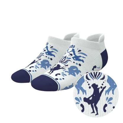 The Risqué Rorschach | Naughty Blue Willow Heel Hammock™ Ankle Socks