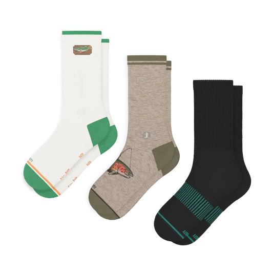 The Fisherman Three | Heel Hammock™ Crew Socks 3 Pack