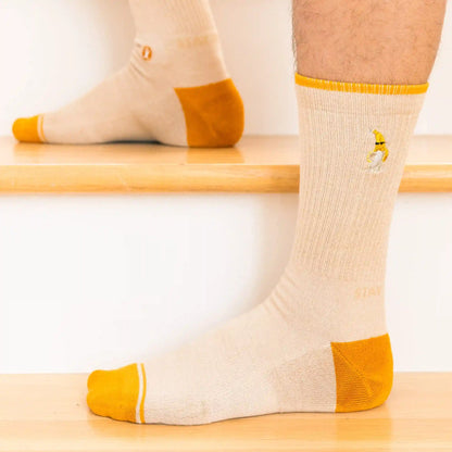 The Banana Jam | Tan and Mustard Heel Hammock™ Crew Socks