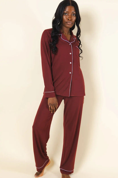 The Sommelier | Burgundy SleepDeep™ Women’s Long Sleeve Pajama Set