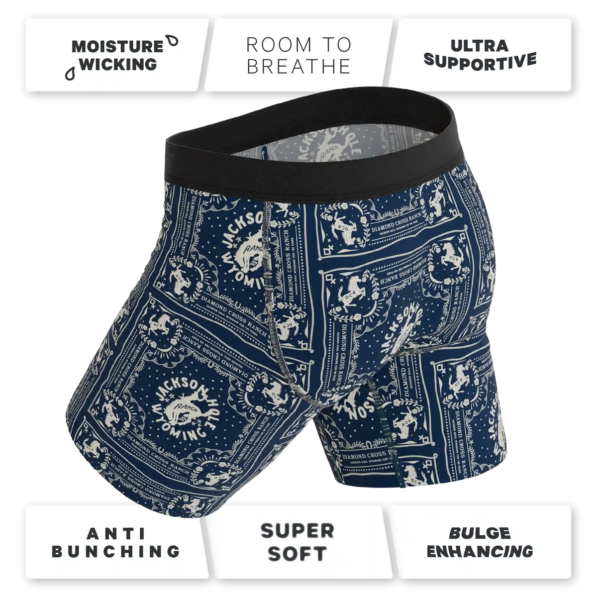 The Wrangle 'Em | Blue Bandana Shinesty x Diamond Cross Ranch Ball Hammock® Boxer - Long Leg