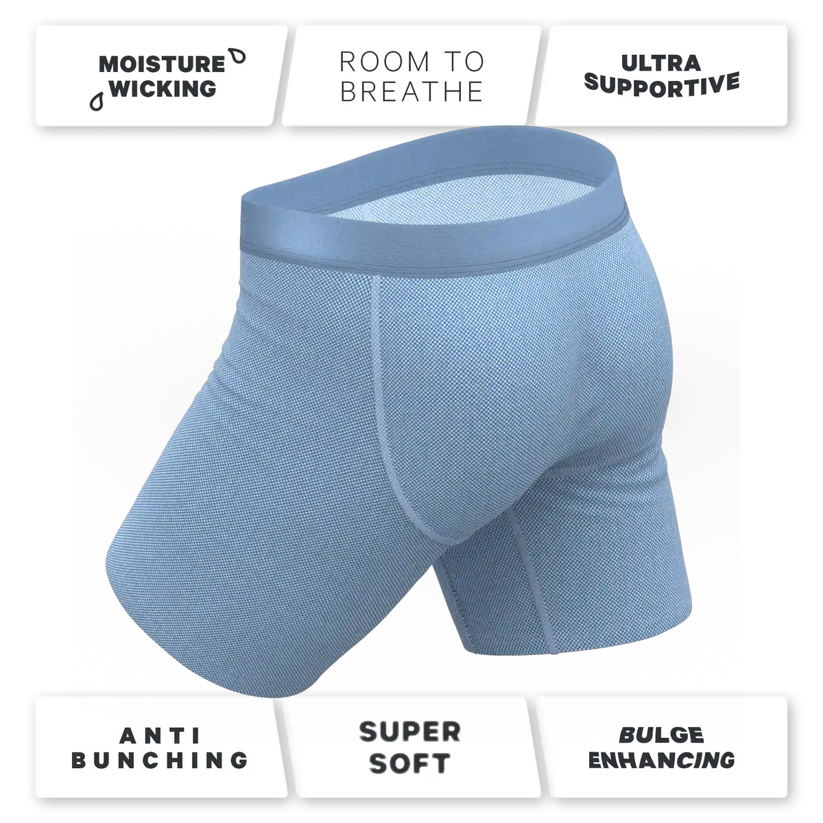 The Chambray All Day | Blue Chambray Ball Hammock® Boxer - Long Leg