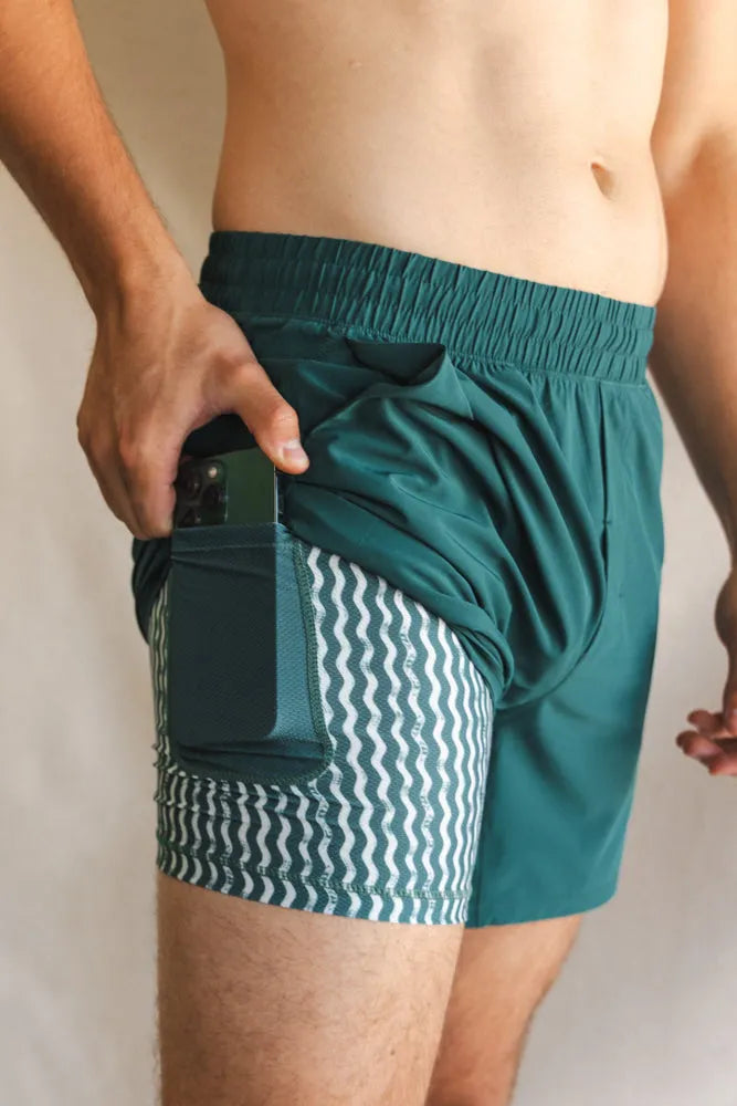 The Green Way | Green Deck Stripe Ball Hammock® 5 Inch Athletic Shorts
