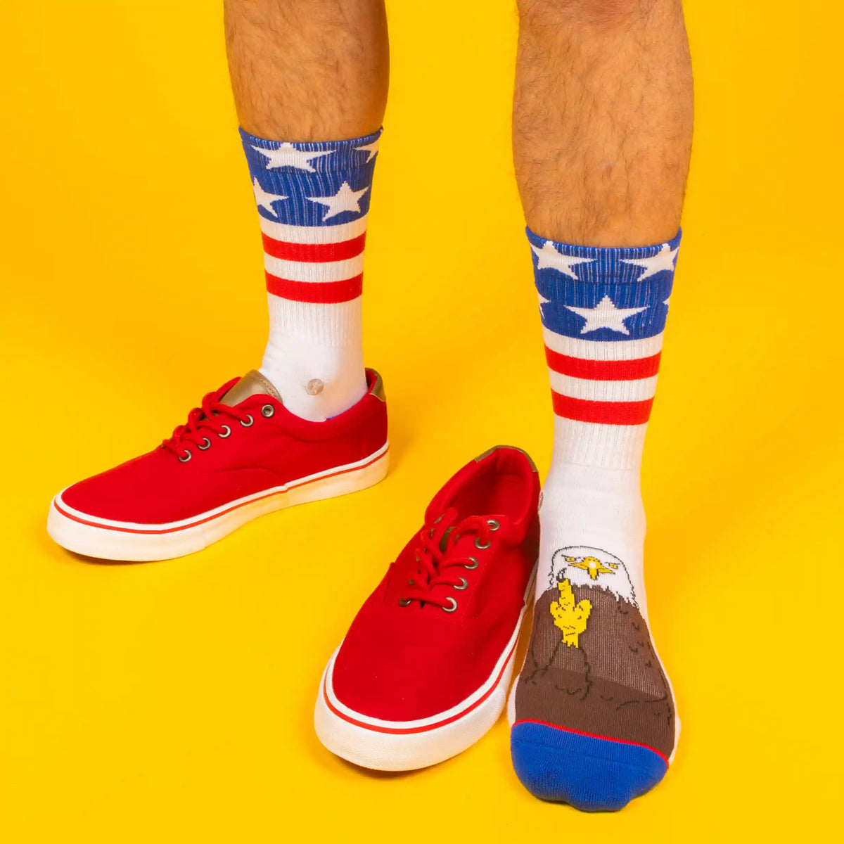 The One Finger Salute | American Flag Heel Hammock™ Crew Socks