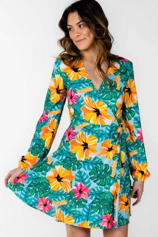 The Hibiscus Honeymoon | Floral Hawaiian Wrap Dress
