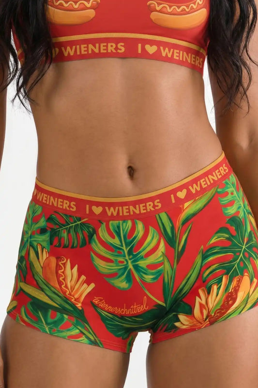 The Wiener In Paradise | Shinesty X Wienerschnitzel Tropical Boyshort Underwear with Waistband