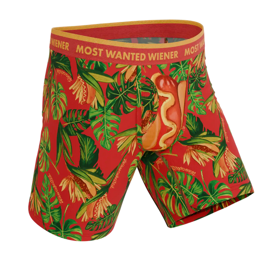 The Wiener In Paradise | Shinesty X Wienerschnitzel Tropical Ball Hammock® Boxer - Long Leg
